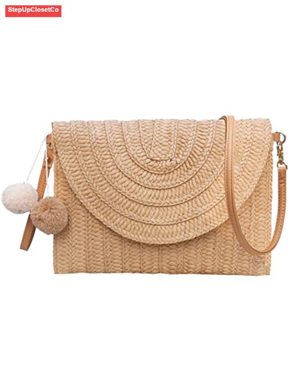 Woven Straw Shoulder Bag Envelope Clutch Crossbody Handbag Summer Beach Purse